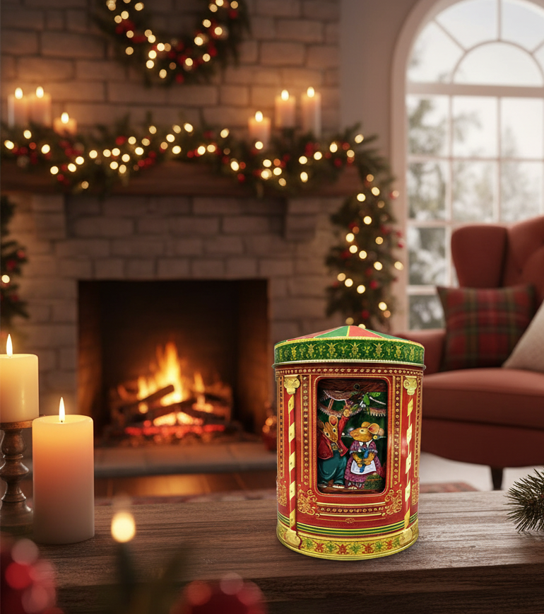 Plåtburk Speldosa Julmöss