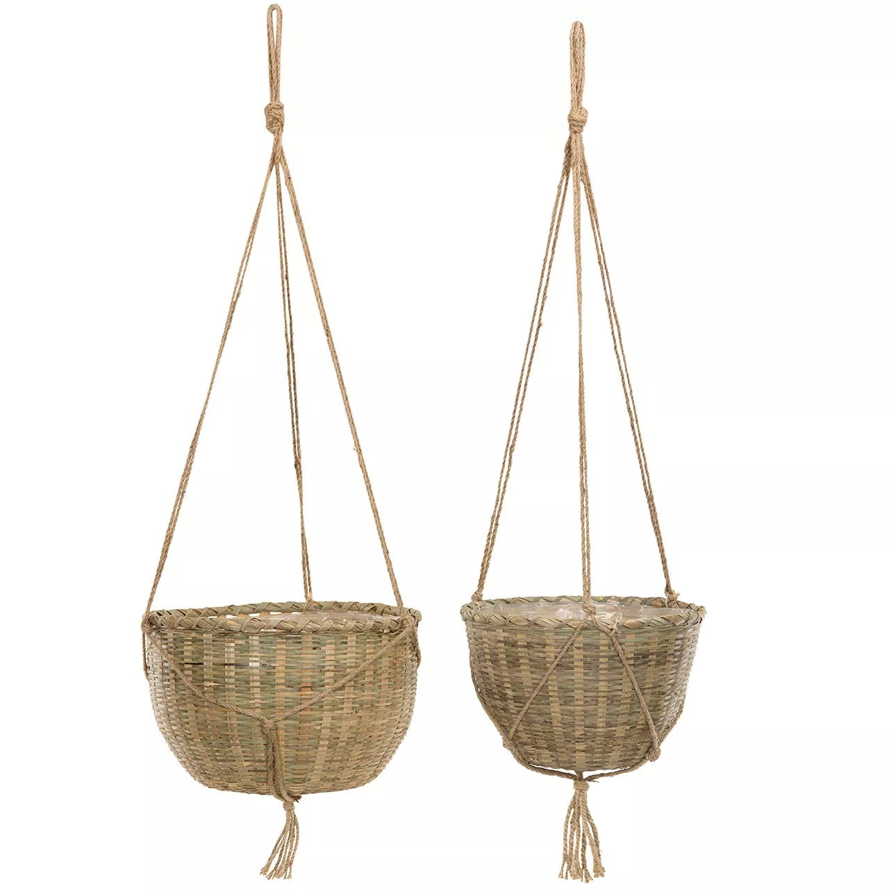 Ampel Natur Bambu Plastliner 2pack