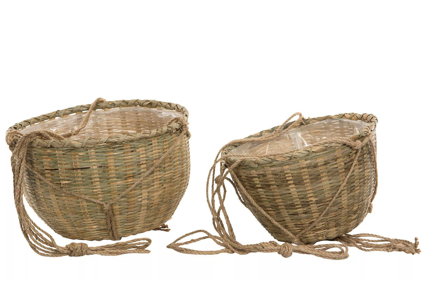 Ampel Natur Bambu Plastliner 2pack