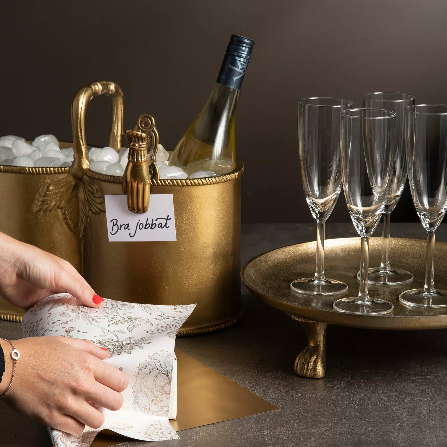 Stor Vinkylare Dubbel Antik Guld