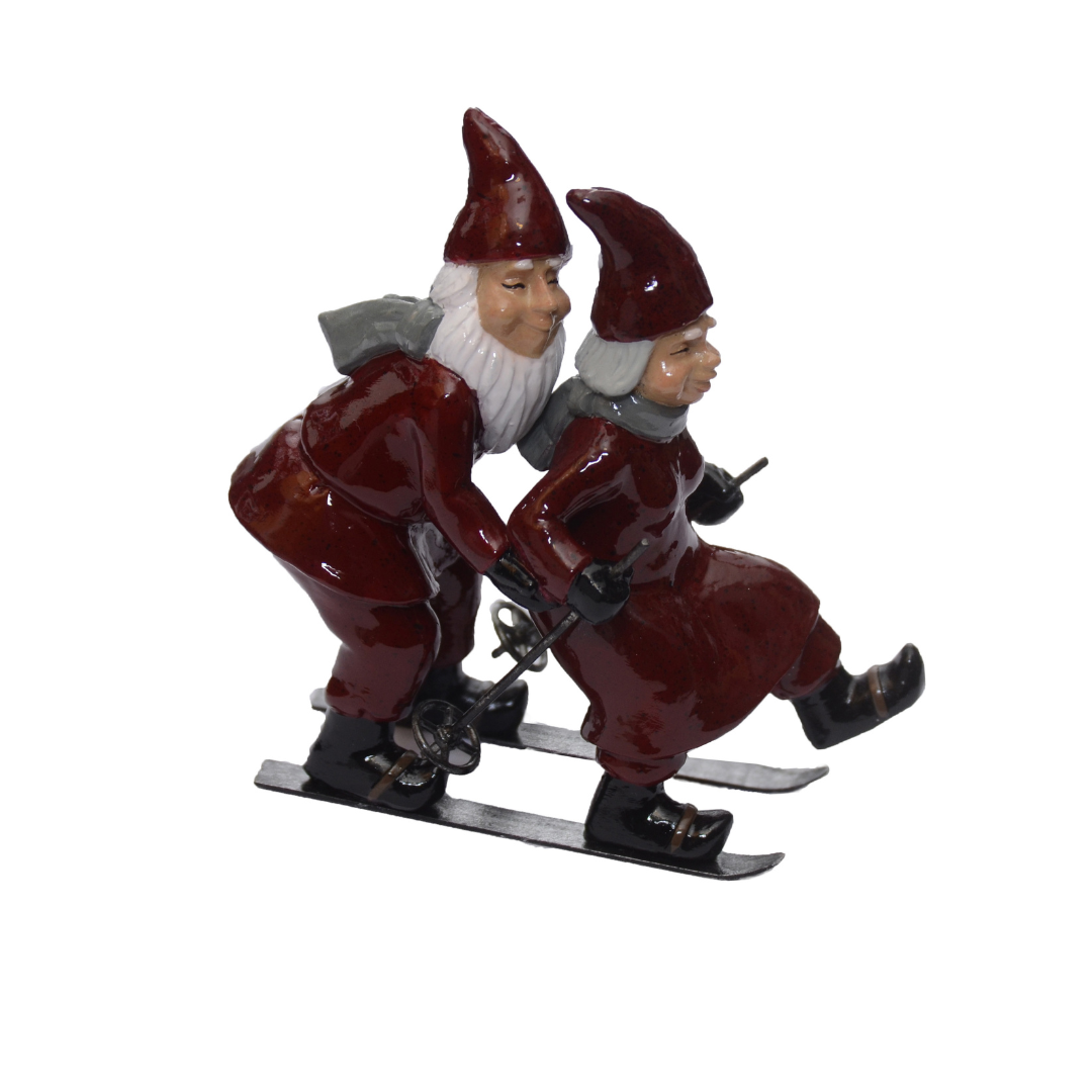 Tomtepar på skidor 9x4x9 cm
