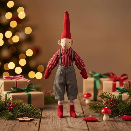 Maileg Pixy, Size 2 Boy - Red shirt