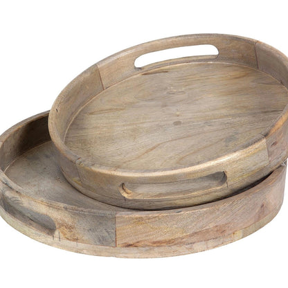 Bricka Rund Antik Trä 2 stk