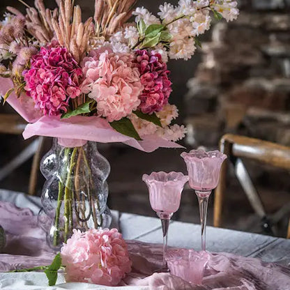 Ljuslykta på fot Blomma Rosa