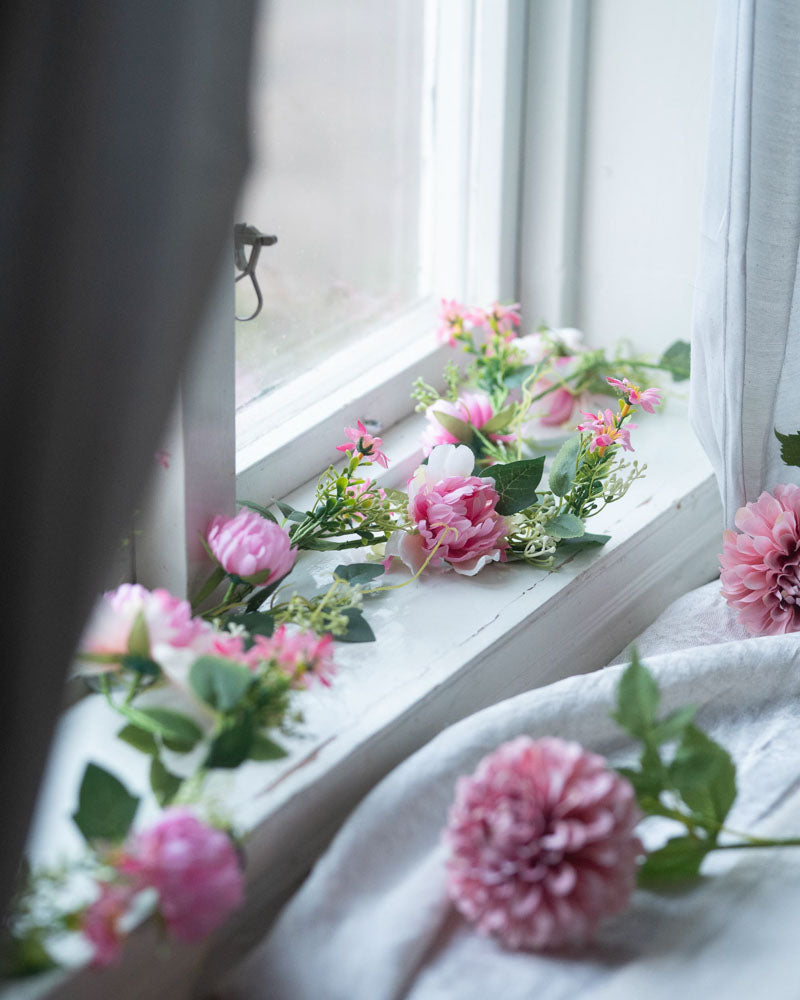 Konstväxt Girlang Blommor Rosa