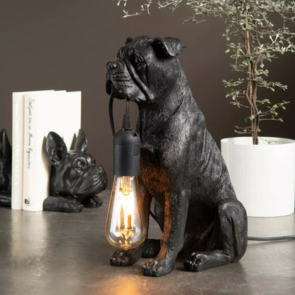 Bordslampa Hund Svart/Brun Poly
