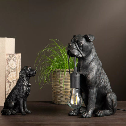 Bordslampa Hund Svart/Brun Poly