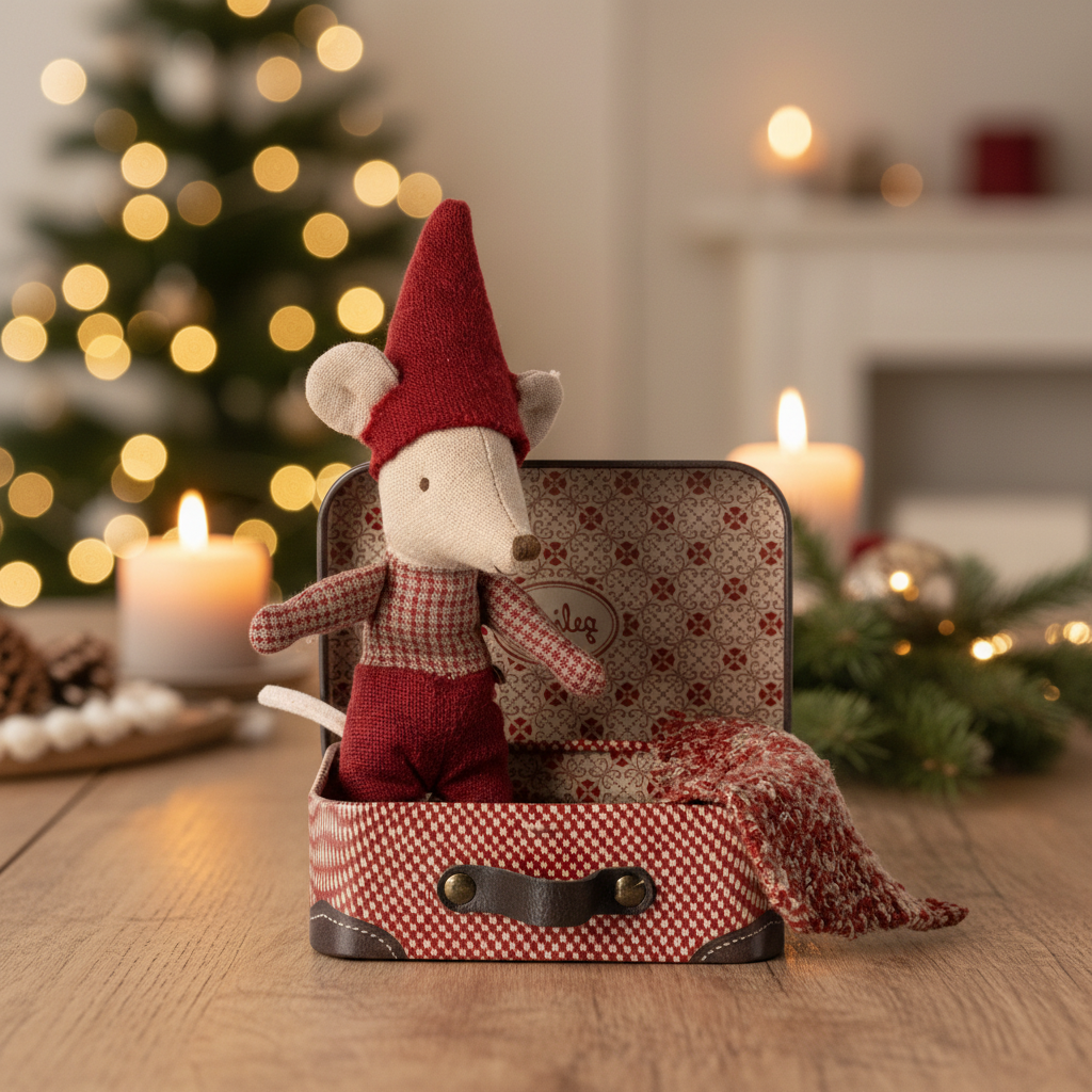 Maileg - Christmas mouse, baby in suitcase