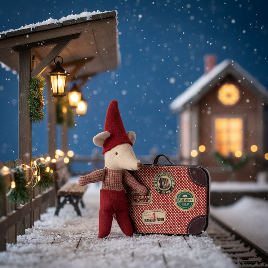 Maileg - Christmas mouse, baby in suitcase