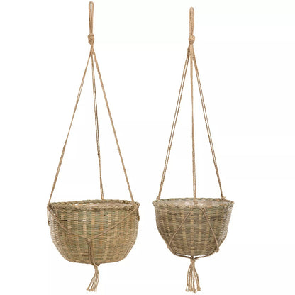 Ampel Natur Bambu Plastliner 2pack