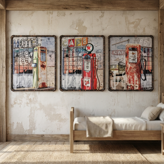 3 Stora vintage tavla i retro stil (40x50cm)