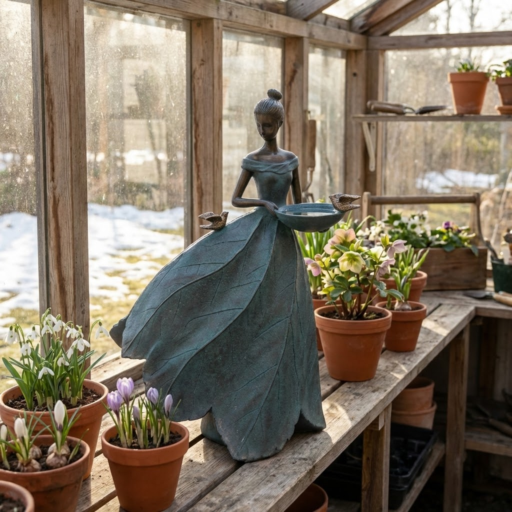 Trädgårdsdam med fågelbad 60 CM - Grön