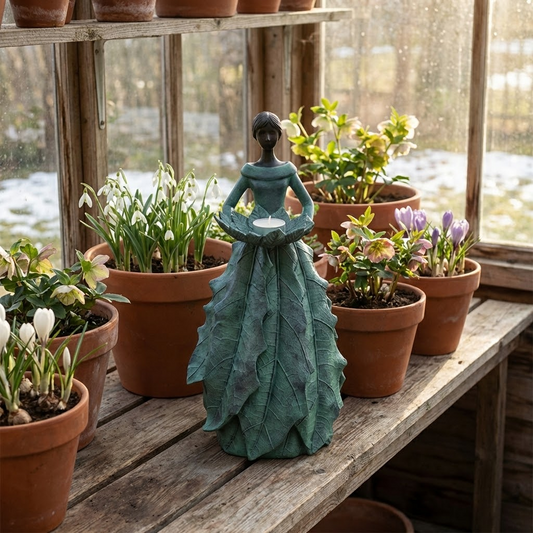 Trädgårdsdamen Dolly med fat 45 CM - Grön/Turkos