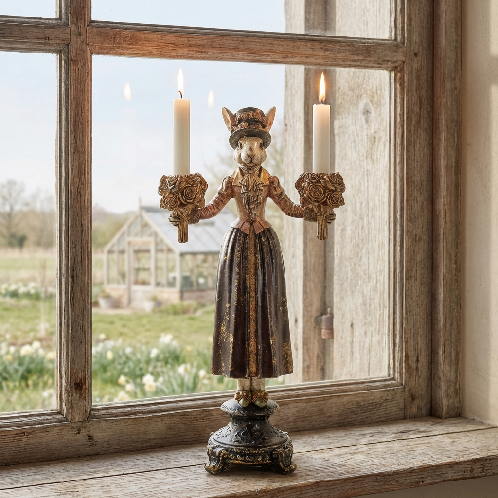 Ljusstake Fru Kanin Antik Rosa 43 cm