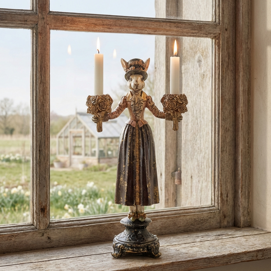 Ljusstake Fru Kanin Antik Rosa 43 cm