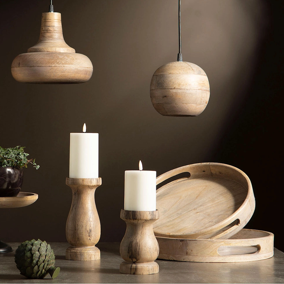 Bricka Rund Antik Trä 2 stk