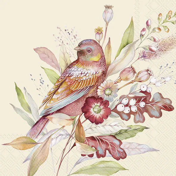 Autumn Meadow Bird Cream Lunch 33x33 cm