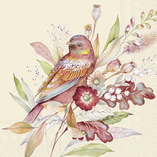 Autumn Meadow Bird Cream Lunch 33x33 cm
