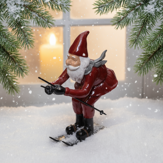 Tomte åker utför 13x7x18,5 cm