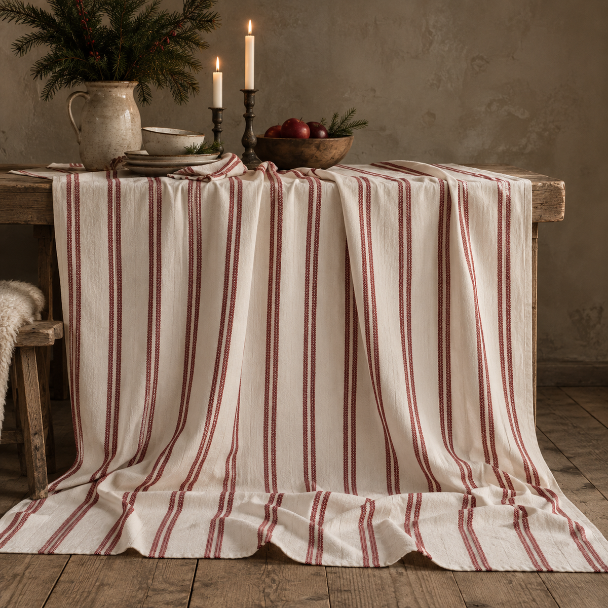 Julduk med broderad rand 140x280 cm