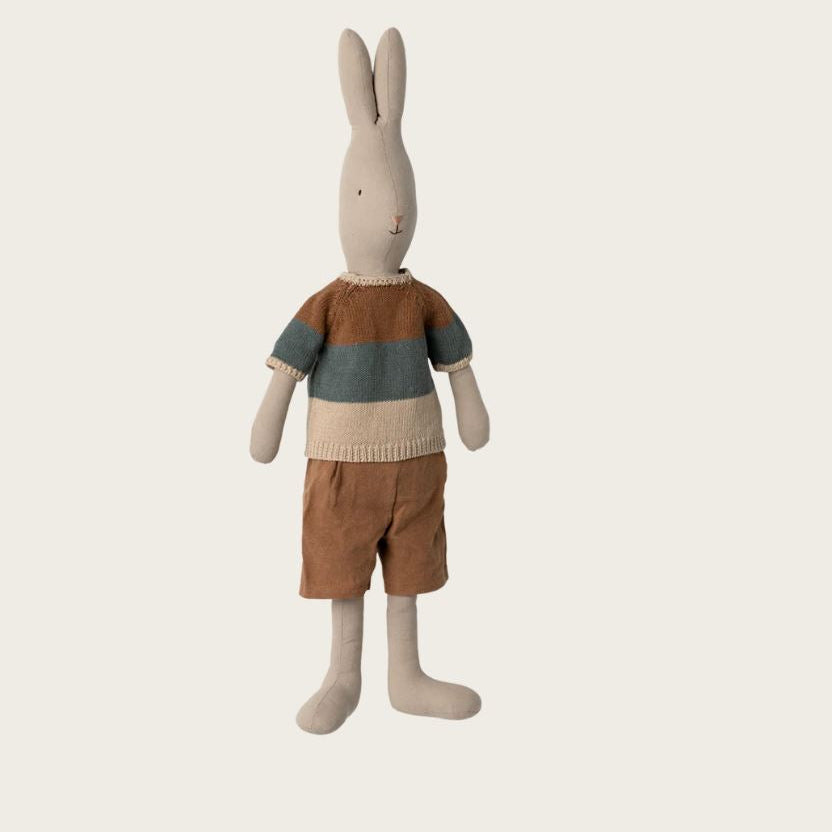 Maileg Rabbit, Rabbit, Size 4 - Classic - Knitted shirt and shorts