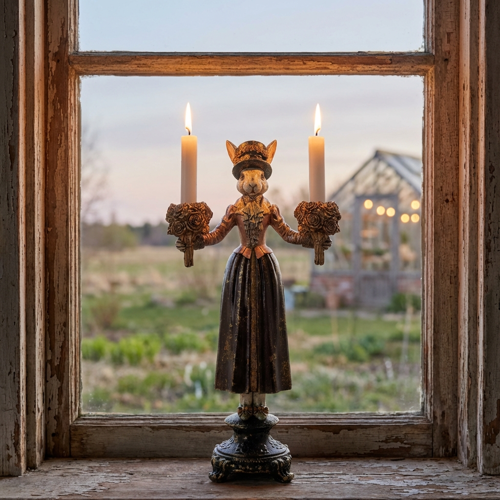 Ljusstake Fru Kanin Antik Rosa 43 cm