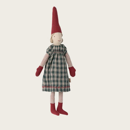 Maileg Pixy, Size 2 Girl - Blue checkered dress