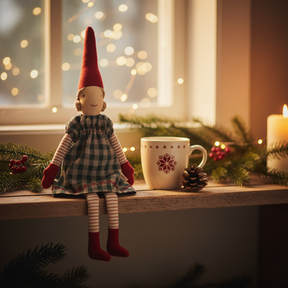 Maileg Pixy, Size 2 Girl - Blue checkered dress